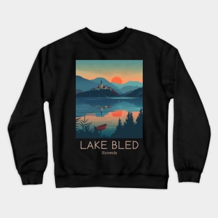 A Vintage Travel Illustration of Lake Bled - Slovenia Crewneck Sweatshirt